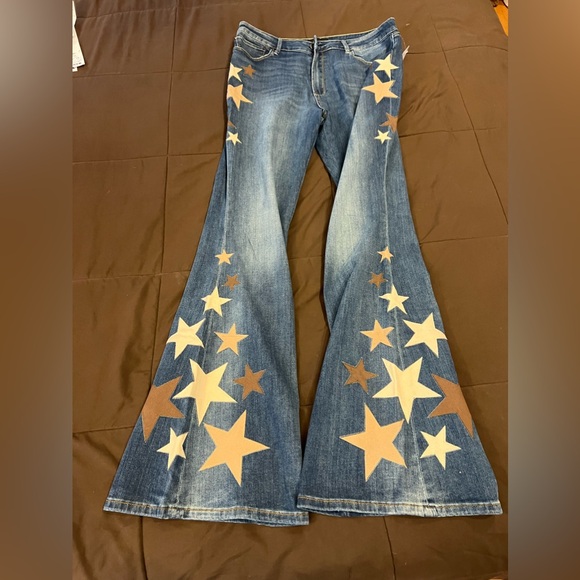 BNWT FREE PEOPLE DRIFTWOOD FLARE STAR JEANS 32 - Picture 2 of 3
